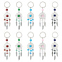 10 шт. 5 стили плетеные паутинки с перьевым сплавом и натуральными драгоценными камнями и стеклянными семенами брелоки, с железными застежками для ключей