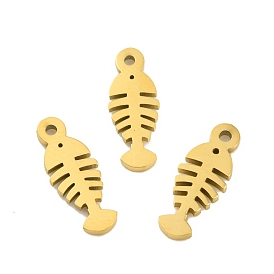 Ion Plating(IP) 304 Stainless Steel Charms, Laser Cut, Fish Bones Charm