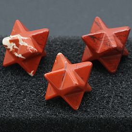 Natural Red Jasper Beads, No Hole Beads, Merkaba Star