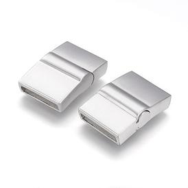 304 Stainless Steel Magnetic Clasps with Glue-in Ends, Rectangle, Matte