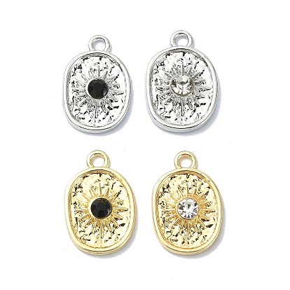 Подвески из сплава и страза, овальные