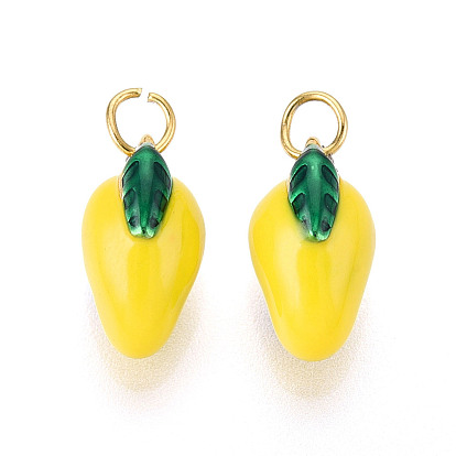 304 нержавеющей стальной эмали подвески, манговые прелести, с целью перехода в кольце, ионное покрытие (ip), реальный 18 k позолоченный