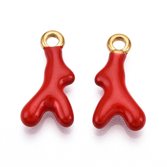 Ионное покрытие (ip) 304 подвески из нержавеющей стали, с эмалью, коралловые чары, реальный 18 k позолоченный