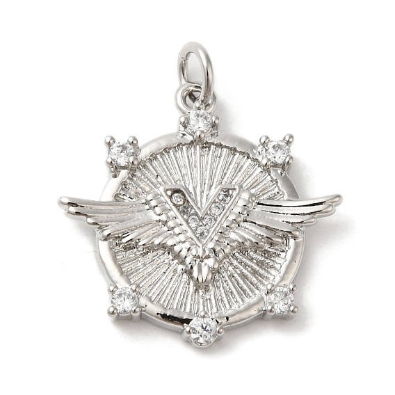 Стойка металлическая латунная микропрофилированная кубическая циркония подвески, Перейти кольцо, без свинца и без кадмия, плоские круглые с крылом