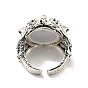 Evil Eye Resin Open Cuff Ring, Antique Silver Alloy Gothic Jewelry for Men Women