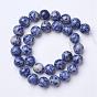 Perles de jaspe tache bleue naturelle, ronde