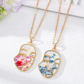 Fashionable Eternal Flower Necklace Pendant - Sweet Neck Chain Jewelry, Face Profile.