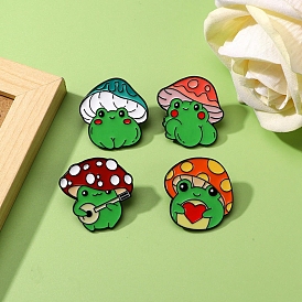 Mushroom Frog Enamel Pins, Alloy Brooch for Backpack Clothes