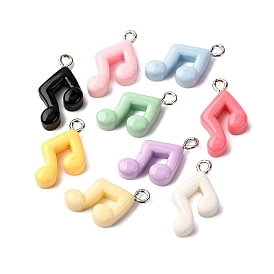 Непрозрачные подвески смолы, музыкальная нота, с железной платиной петлей