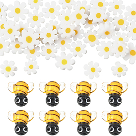 8 piezas de cuentas de Murano hechas a mano, 3 d abejas, con 1hebras de cuentas de vidrio millefiori hechas a mano