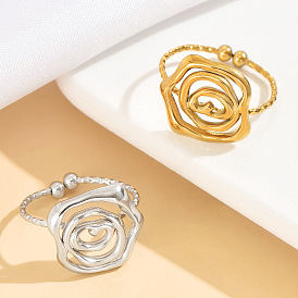 304 открытые кольца-манжеты из нержавеющей стали для женщин, цветок розы