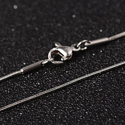 304 Stainless Steel Snake Chain Necklaces, with Lobster Claw Clasps, 15.7 inch (40cm), 0.8mm