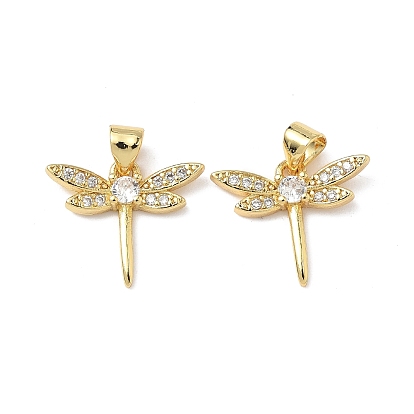 Латунные микро проложить кубического циркония подвески, стрекоза, без свинца и без кадмия, долговечный