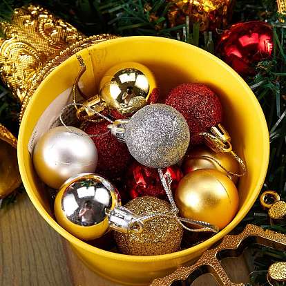 3 cajas 3 adornos plásticos de bolas navideñas estilo, decoraciones colgantes, para la decoración del banquete de boda navideño
