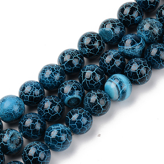 Природный агат бисер нитей, треск стиле, окрашенная и подогревом, круглые