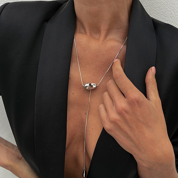 Железная змеевидная цепь с пластиковой каплевидной кисточкой CCB, ожерелья-лариаты