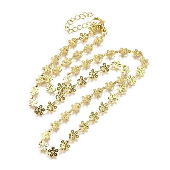Латунь цветок звено цепи ожерелья, без свинца и без кадмия, долговечный, стойки покрытие