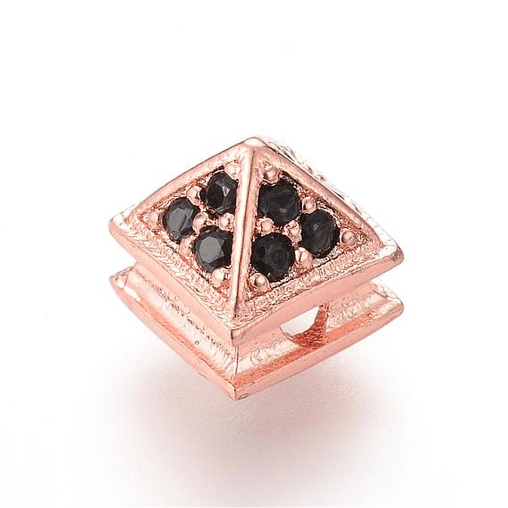 Brass Micro Pave Cubic Zirconia Beads, Cabin
