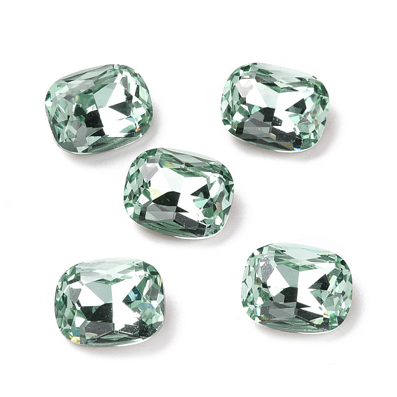 K9 Glass Rhinestone Cabochons, Pointed Back & Back Plated, Octagon Rectangle