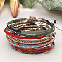 Vintage Bohemian Cotton Cord Braided Bracelets, Adjustable Handmade Ethnic Style Wristbands