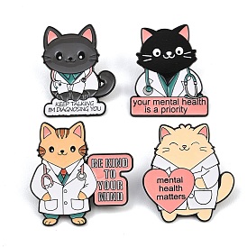 Эмалевые значки на тему медицины и здоровья, доктор в форме кошки, булавки для лацканов из сплава для одежды рюкзака, чёрные