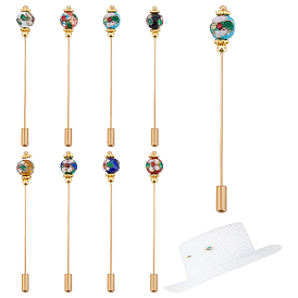 8шт 8 цвета латунная брошь, круглая с цветком, с латунными эмалевыми бусами