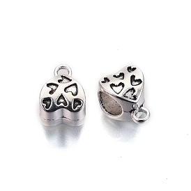 Tibetan Style Alloy Tube Bails, Loop Bails, Bail Beads, Cadmium Free & Lead Free, Heart