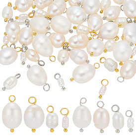 48шт 8 стили подвески из натурального культивированного пресноводного жемчуга, рисовые подвески с латунными петлями, цвет морской раковины
