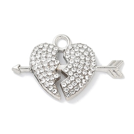 Alloy Rhinestone Pendants, An Arrow Through the Heart Charm