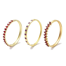 Bracelets à charnière en verre pavé de laiton carré/larme/ovale pour femmes, réel 18 k plaqué or