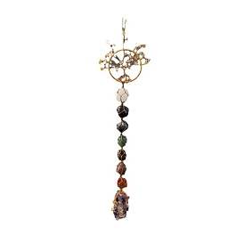 Chakra Natural Mixed Gemstone Pendant Decorations, Tree of Life Suncatcher for Hanging Decoration