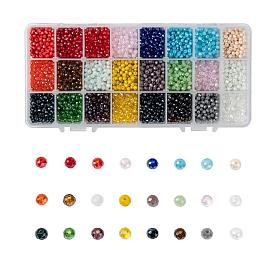 Гальванические стеклянные бусины, гальваническое покрытие, граненые, рондель