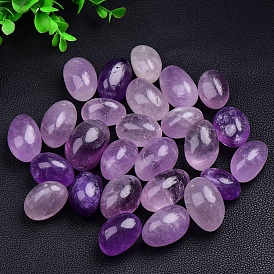 Natural Amethyst Oval Palm Stone Reiki Polished Healing Pocket Worry Stone, for Anxiety Stress Relief Therapy