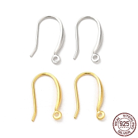 Rhodium Plated 925 Sterling Silver Earring Hooks, Ear Wire with Loops