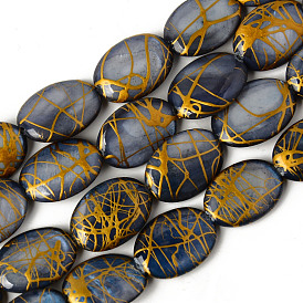 Natural Freshwater Shell Beads Strands, Dyed and Drawbench, Oval