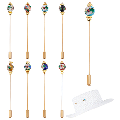 8шт 8 цвета латунная брошь, круглая с цветком, с латунными эмалевыми бусами