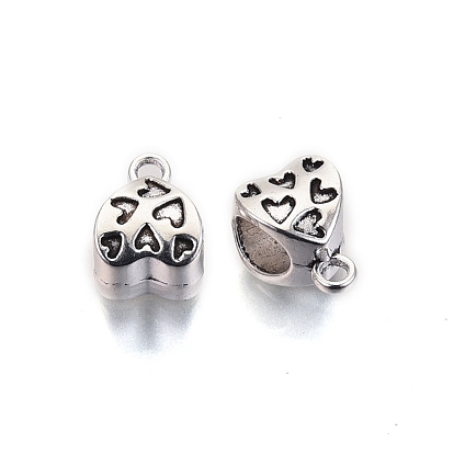 Tibetan Style Alloy Tube Bails, Loop Bails, Bail Beads, Cadmium Free & Lead Free, Heart