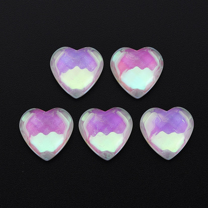 Translucent Electroplated Glass Cabochons, Heart