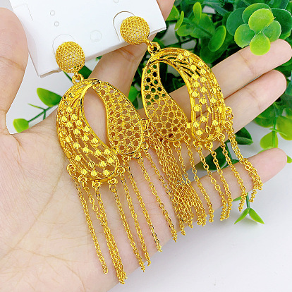 Серьги-гвоздики из сплава латуни и цинка, золотые