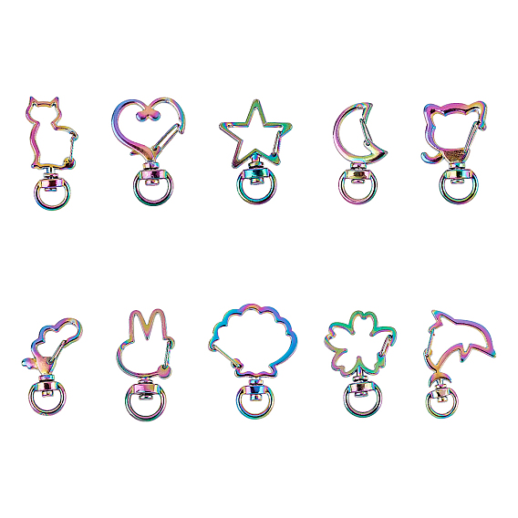 Alloy Swivel Lobster Claw Clasps, Swivel Snap Hook, Mixed Shapes