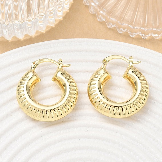 Brass Hoop Earrings for Women, Round