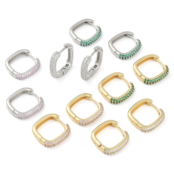 Серьги-кольца из квадратной латуни с микропаве из кубического циркония, долговечный, без свинца и без кадмия