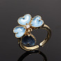 18K Gold Plated Colorful Oil Drop Heart Flower Design Ring - European and American Style