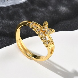 Латунные микро проложить пальцев кольца кубического циркония, бабочка, долговечный, стойки покрытие, без свинца и без кадмия