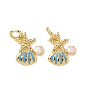 Латунь эмаль подвески, в форме ракушки с подвесками в виде морских звезд, с целью перехода в кольце