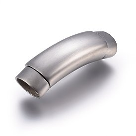 304 Stainless Steel Magnetic Clasps, Curved Rectangle, Brushed