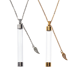 2шт 2 цвета колонка пустая стеклянная бутылка кулон ожерелья, ожерелья-цепочки из латуни для женщин