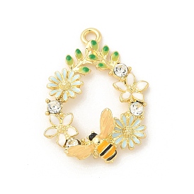 Подвески из эмали и сплава, со стразами, венок с пчелами