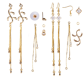 SUNNYCLUE DIY Earring Making, with Brass Rhinestone Links, Brass Cubic Zirconia Charms, Brass Earring Hooks and 304 Stainless Steel Jump Rings