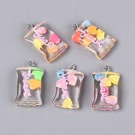 Прозрачные смоляные подвески, сладкая конфета, с платиновым тоном железная петля